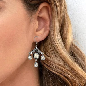 Milkey Fire Opal Gemstone Unisex Women's Silver Jewelry Earring 1.5'' - Picture 1 of 11