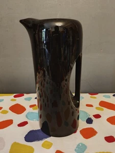 Vintage retrò vecchia brocca ceramica nera acqua birra vodka whisky 20 cm decorazione pub giardino - Foto 1 di 9