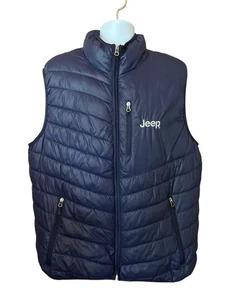 Jeep Branded Clique Navy Puffer Vest Zip Up Men’s XL In & Outside Pockets EUC - Picture 1 of 6