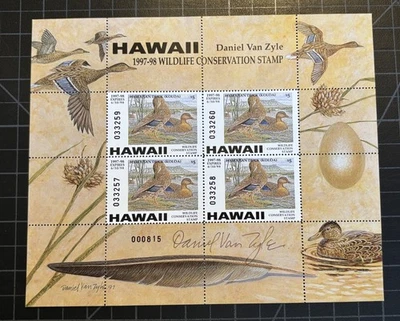 Hawaiian Duck Stamp - 2A - Souvenir Sheet - Signed By Artist - Daniel Van Zyle - Image 1 of 2