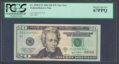 AC $20 2004 Chicago *star* PCGS 67 PPQ EG-* Fr 2090-G* - Image 1 of 2