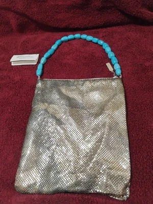 Bolso de cuentas turquesa de malla Whiting&Davis Foto 1 de 4