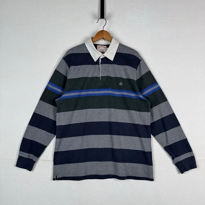 Camisa Polo Brooks Brothers Rugby Para Hombre Grande Azul Verde Gris 346 Rayas *Leer Foto 1 de 4