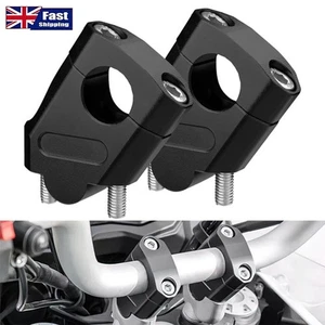Black 7/8" &22mm Handlebar Bar Mount Clamp Riser Risers For Motorcycle Suzuki - Picture 1 of 16