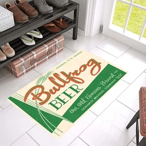 Vintage Style Bullfrog Beer Retro Label Door Mat Rug Indoor Outdoor Decor - Picture 1 of 5