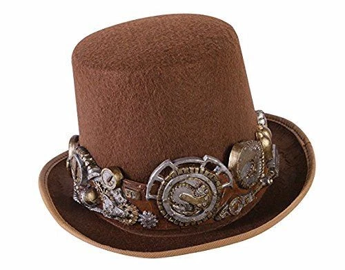Sombrero de copa Steampunk - Banda de lujo - Marrón - Victoriano - Unisex - Talla única Foto 1 de 1