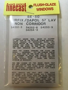 South Eastern Finecast SE50 Flush Glazing Kit Airfix Dapol 57' Lav Non Corridor - Picture 1 of 3