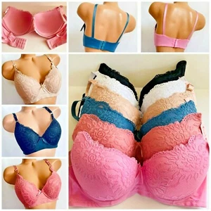 3 Bras T-SHIRT Push Up Sexy SEAMLESS SOFT Lace FULL COVER BRAS 461 DD PLUS SIZE - Picture 1 of 11