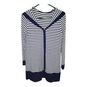 Soma Top Women S Blue White Stripe Button Up Tunic Long Sleeve Live Lounge Wear - Picture 1 of 6