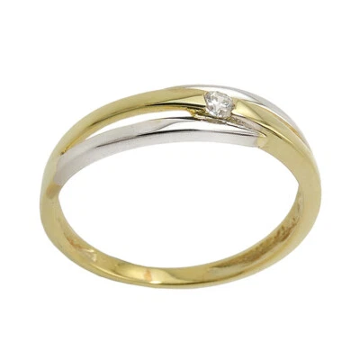 Echt Gold 333 Verlobungsring Antragsring bicolor Gelb Weiß Frauen Ring Zirkonia - Bild 1 von 4
