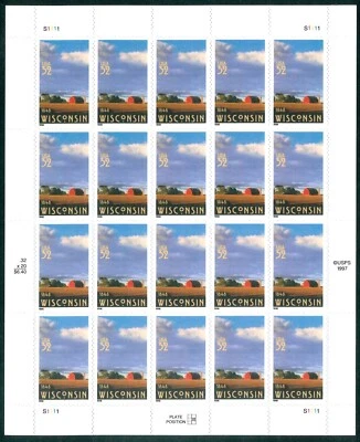 Scott #3206 32¢ Wisconsin Statehood Mint Sheet MNH - Image 1 of 2