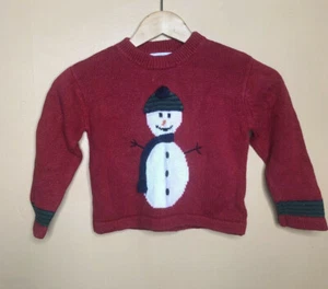 The Eagel's Eye Boys Size Small Sweater Crew Neck Knit Red Long Sleeve Snowman - Picture 1 of 12