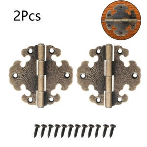 Bisagra de bronce antigua de 2 piezas para caja de madera puerta armario muebles herrajes - Imagen 1 de 6