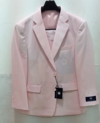 Vittorio St. Angelo Calce Clásico, 2 Botones, Ventilación Lateral, Pantalones Plisados, Traje Rosa ¡NUEVO! Foto 1 de 4
