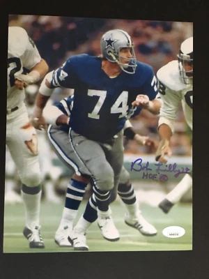 BOB LILLY AUTOGRAPHED 8 X 10  PHOTO/ HOF INSCRIPTION  J.S.A. AUTHENTICATED - Image 1 of 3