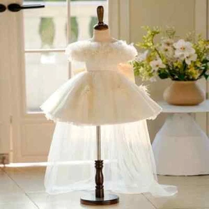 Elegant Chamapgne Flower Girl Dress Princess Toddler Birthday Pageant Party Gown - Picture 1 of 26