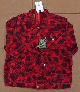 A BATHING APE BAPE X LEVI'S LEVIS RED COLOR CAMO TRUCKER JACKET SZ 2XL (#41) - Picture 1 of 4