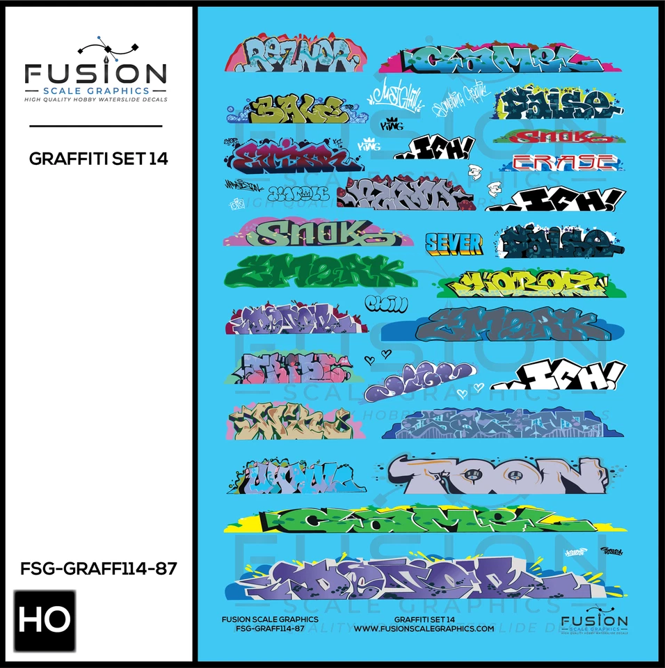 HO Scale Graffiti Decal Set 14 - Image 1 of 1