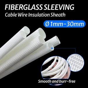 600°C HIGH TEMP Fiberglass Sleeving Cable Wire Insulation Sheath White ID 1-40mm - Afbeelding 1 van 17