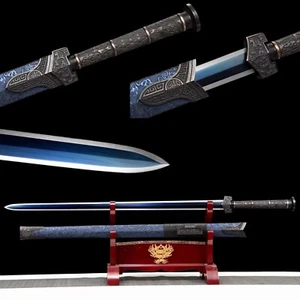 Handmade 1095 Steel Blue blade Chinese Han Jian Sword Real Combat Sharp - Picture 1 of 10