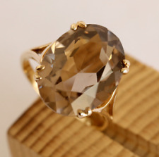 Vintage 9ct 375 Yellow Gold Smoky Quartz Ring Size L Restored SteamCleaned