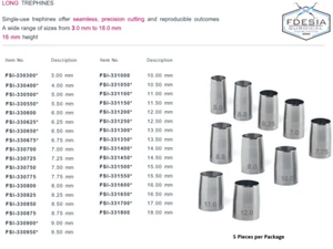 Trefini lunghi corneali per taglio di precisione - dimensioni 3-18,0 mm - 16 ... - Imagen 1 de 9