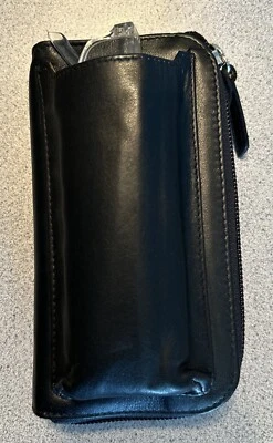 Estuche doble de cuero genuino ILI con bolsa de lector en negro RFID Foto 1 de 3