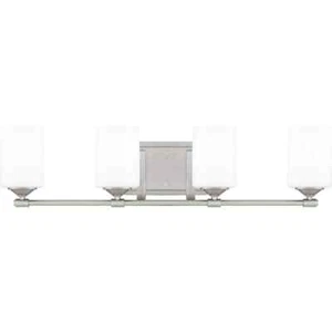 Hampton Bay Darlington 29.5 in. 4-Light Brushed Nickel Vanity Light with Frosted - Picture 1 of 11