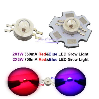 2X3W 2X1W Double Color LED Red and Blue LED Grow Light light-emitting diode - Image 1 of 3
