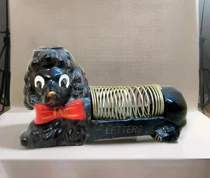 MCM Ceramic BLACK DOG RED BOW  Letter Holder W/ PENCIL HOLDER Organizer  #b4 - Picture 1 of 7