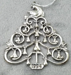 1994 Pear Bureau Northwest Christmas Ornament Partridge in Pear Tree Metal - Picture 1 of 3