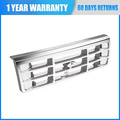 Chrome Front Bumper Grille For 1992-1996 Ford F-150 1992-1997 Ford F-250 F-350 - Image 1 of 4