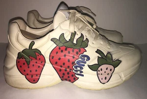Sneakers Gucci Rhyton avorio rosso fragola pelle grossa EU 41 US taglia 10 M - Foto 1 di 12