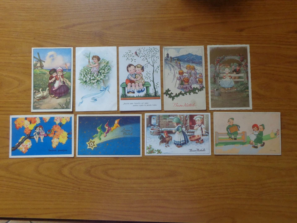 Lot 9 Carte Postale Skarte Style Liberty Enfants Bertiglia Colombo Années 30 - - Photo 1/1