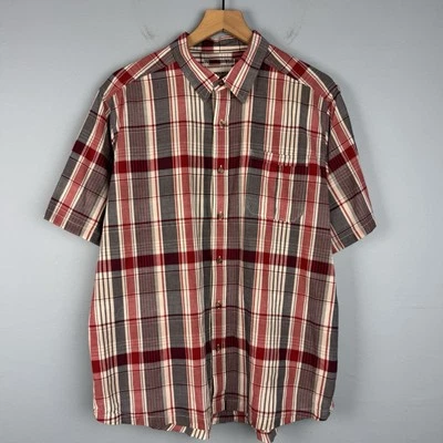 Mountain Khakis Mens Large Short Sleeve Button Up Cotton Shirt Red Gray Plaid - Image 1 of 4