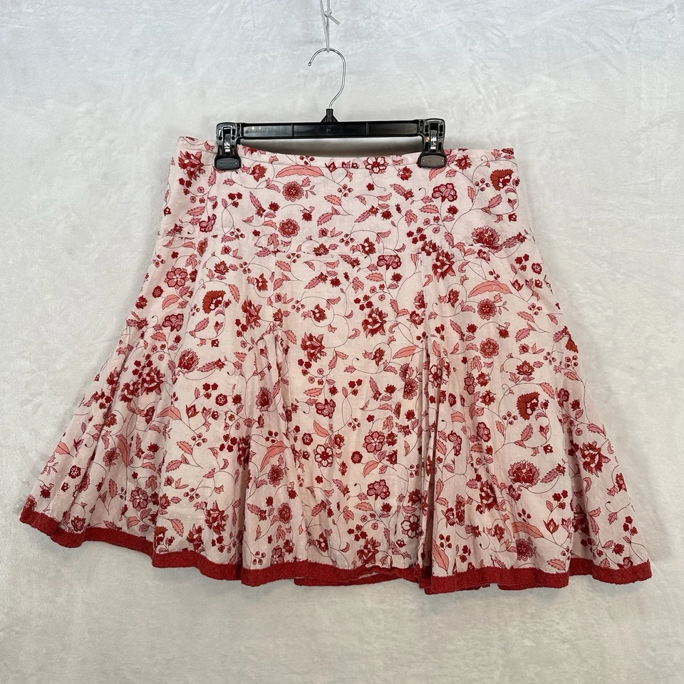 Saia Sele Feminina XL Vermelha Branca Floral Mini Flared Swiss Dot Prairie Country Y2K - Imagem 1 de 4