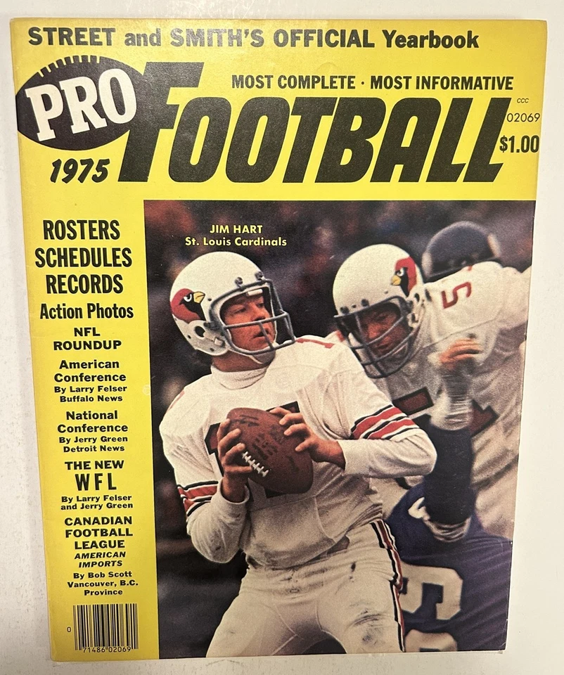 Fútbol americano profesional Street & Smith 1975 ST LOUIS Cardinals Jim Hart NFL CFL nuevo WFL  Foto 1 de 1
