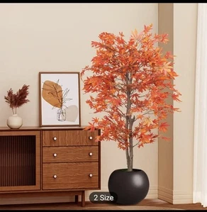 Elegant Artificial Maple Tree In Black Pot - Picture 1 of 7