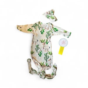 Posh Peanut Llama Cactus Knotted Gown Cuffs Mittens Girl Baby Newborn 0-3 Months - Picture 1 of 7