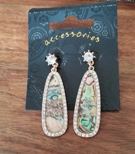 Unique Drop Multicoloured Earrings with Rhinestones Rose Gold Earring - Picture 1 of 3