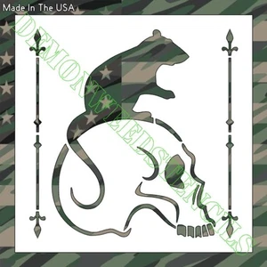 8"x8" Clear Plastic Stencil - Skull & Rat (VA115) (.007") - Picture 1 of 2
