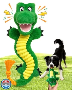 Swooflia Hund Seil Spielzeug - Interaktive niedliche Dinosaurier quietschende Plüschtiere ohne Sachen - Bild 1 von 5