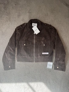 Topshop Faux Suede Chocolate Brown Bomber Jacket Size Small - Picture 1 of 8