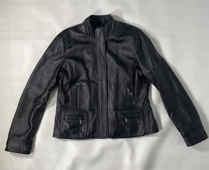 John Paul Richard Uniform Lamb Leather Biker Jacket Black Womens Size XL - Picture 1 of 14