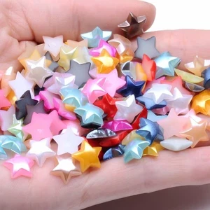 200 Mixed Color Acrylic Half Pearl Star Flatback Beads 10mm No Hole Scrapbook - Picture 1 of 6