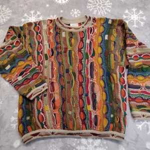 VTG COOGI Australia 3D Knit Sweater XL Biggie Style Multicolor Hip Hop 90s - Picture 1 of 11