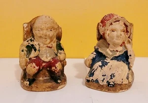 Old Couple Elderly Bookend Salt & Pepper Shaker Vintage Ceramic Free Shipping - Picture 1 of 4