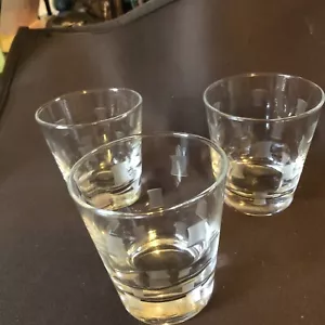 Set of 3 Vintage Etched Cocktail Glass Tumblers - Picture 1 of 6