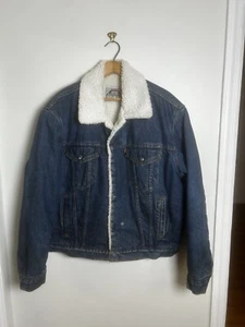 Vintage Levi’s Sherpa Denim Workwear Jacket VTG USA Made 1980s Retro Size Large - Picture 1 of 10