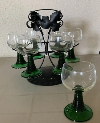 7 copas de vino verde colmena de hierro forjado Luminarc Francia vintage Foto 1 de 4
